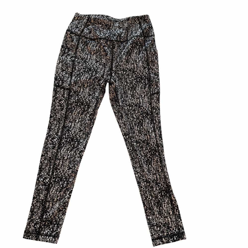 T by Talbots Black Ivory Animal Print Leggings Size Small Athleisure